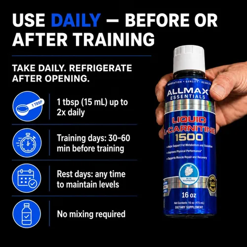Vista 8 de ALLMAX Nutrición Líquida L-Carnitina 1500 Miligramos, Frambuesa Azul, 16 oz