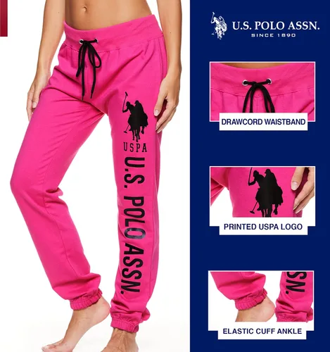 Vista 2 de U.S. Polo Assn. Pantalones deportivos para mujer Pantalones deportivos para mujer con estampado de logotipo, rizo francés de polialgodón