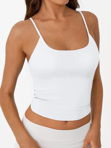 Vista 3 de Trendy Queen Camiseta sin mangas con tirantes delgados ajustables con doble Blanco