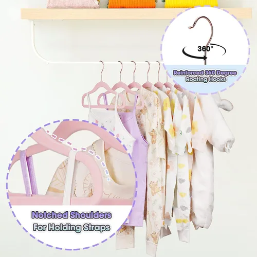 Vista 2 de Perchas de terciopelo para bebé, paquete de 50 unidades, 11.4 pulgadas, perchas antideslizantes para ropa de bebé, perchas resistentes para bebés