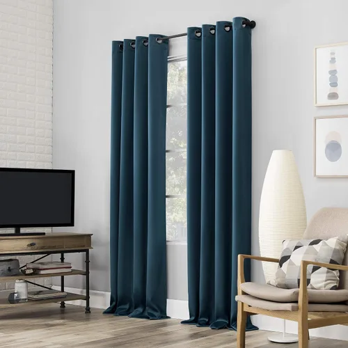Vista 28 de Sun Zero Nordic - Juego de 2 paneles de cortinas con ojales de grado teatral extremo 100% opacas, 104" x 96" (2* 52" x 96"), cortinas opacas blanco