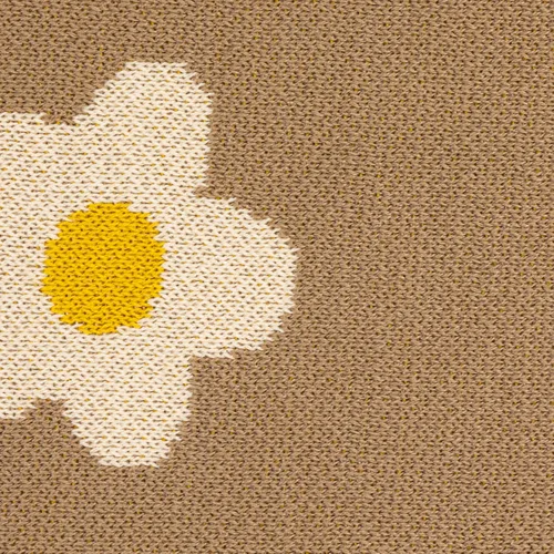 Vista 7 de Creative Co-Op Manta de punto de algodón para bebé con flores impresas, marrón y blanco Flores de color beige
