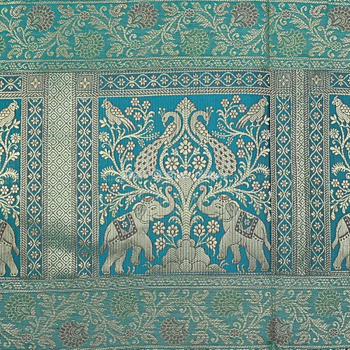 Vista 7 de Brocade - Camino de mesa de café jacquard verde oscuro, rectangular, bohemio, tradicional, decoración de sala de estar, elefante pavo real, mantel
