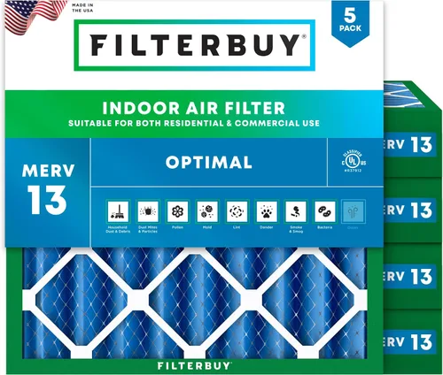 Vista 17 de Filterbuy Filtro de aire de 8 x 14 x 1 pulgadas MERV 13 de defensa óptima (paquete de 5), filtros de aire de repuesto plisados HVAC para calderas