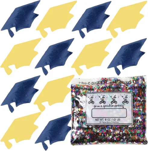 Vista 33 de Confetti Grad Cap Negro, Azul Marino Combo - 2 bolsas de media onza (1 oz)