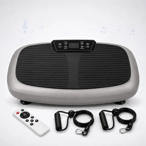 Vista 11 de Natini Vibration Plate Exercise Machine, 990 Speed Levels Whole Body Vibrating Plate for Lymphatic Drainage, Home Workout Equipment with Resistance