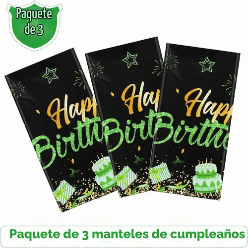 Vista 3 de Breling - Paquete de 3 manteles decorativos de feliz cumpleaños
