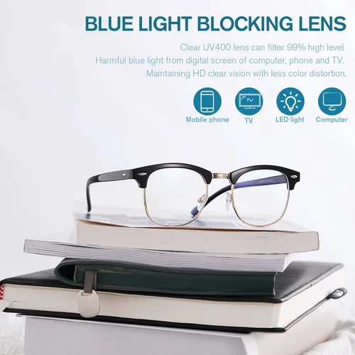 Vista 2 de Pro Acme Gafas de bloqueo de luz azul Semi Rimless Frame Filter Blue Ray Gafas de computadora