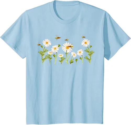 Vista 9 de Marguerites Daisy - Camiseta de verano con margaritas de jardín de flores, Negro, S