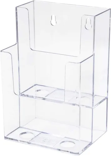 Vista 10 de Marketing Holders Soporte para folletos para tarjetas de estante de 4 pulgadas para colgar múltiples ranuras, todo en uno, pantalla transparente