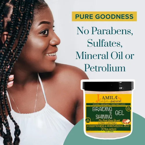 Vista 4 de J. AMILA Gel trenzado N brillante – sujeción extrema, rico en humedad y sin escamas – Ingredientes naturales para cabello rizado y rizado – Ideal