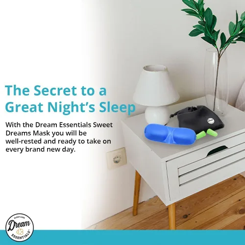 Vista 9 de Antifaz contorneado para dormir Dream Essentials, con tapones para los oídos y funda de transporte, color negro