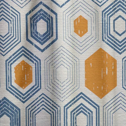 Vista 7 de DesignQ Cortinas con patrón hexagonal retro IX para dormitorio, cortinas para sala de estar, cortinas con aislamiento térmico, panel individual, 52