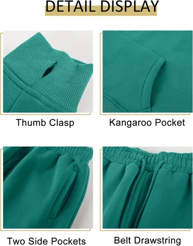Vista 36 de Kissonic Conjunto deportivo de forro polar para mujer, 2 piezas, sudadera con capucha y pantalones deportivos