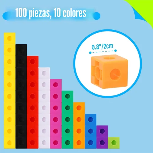 Vista 2 de SpriteGru - Juego de 100 cubos de enlace matemático, cubos matemáticos manipulativos que se conectan y cuentan, bloques de construcción