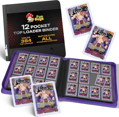 Vista 22 de FunGuys Toploader - Carpeta de almacenamiento para tarjetas intercambiables, 384 12 bolsillos para Yugioh, MTG, TCG, carpetas de tarjetas para 12