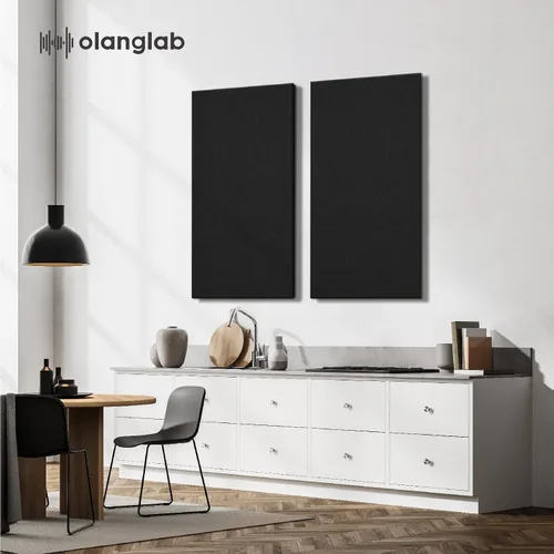 Vista 8 de Olanglab Paneles Acústicos Absorbentes de Sonido para Pared, Paquete de 2, Paneles de Amortiguación de Sonido de Fibra de Vidrio de 2'' 24''x48