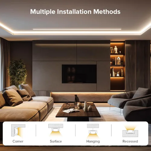 Vista 8 de BTF-LIGHTING - Sistema de canal de aluminio LED de 1.64 pies, paquete de 10 Blanco