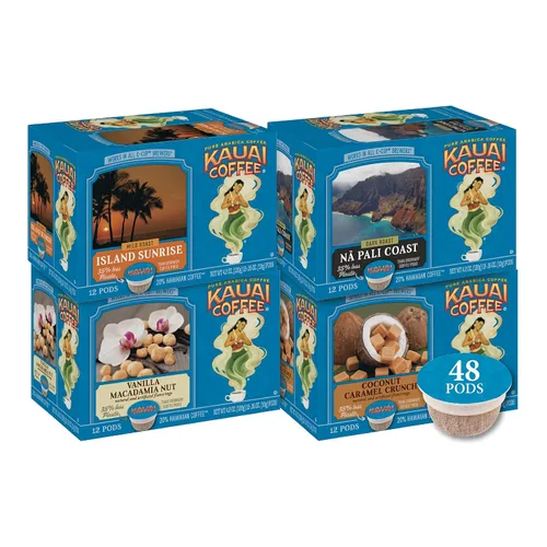 Vista 44 de Kauai Coffee Cápsulas K-Cup para cafeteras Keurig, café arábica, 10% hawaiano, tostado medio, aroma brillante con notas florales, descafeinado, 1
