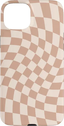 Vista 9 de iPhone 16 Beige Cream Twisted Checkered Swirl 60s 70s Aesthetic Brown Case