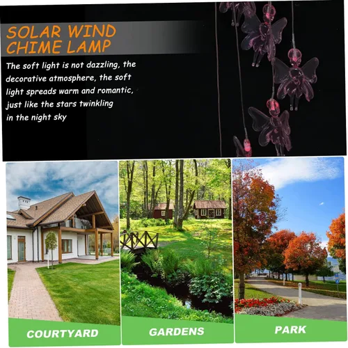 Vista 6 de Yardwe Campana de viento solar luces decorativas solares exteriores luces solares patio trasero colgante decoración escultura decoración al aire