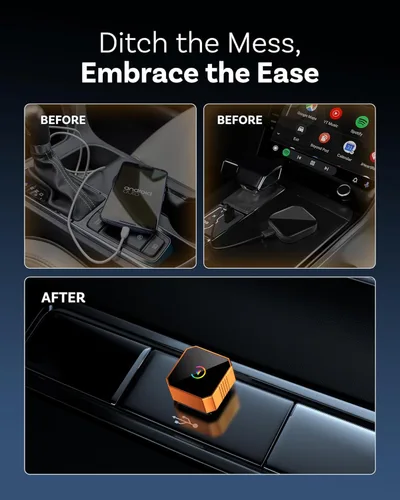 Vista 8 de Adaptador inalámbrico CarPlay 2026 para iPhone, 2 en 1 Plug and Play, convierte con cable a CarPlay inalámbrico Android Auto, conexión automática