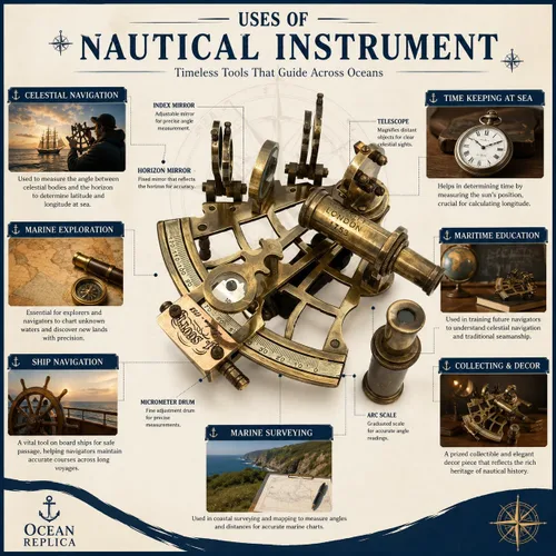 Vista 2 de J. Scott London Brass Sextant - Instrumento de navegación náutica antiguo antiguo antiguo con caja de exhibición de madera dura, decoración