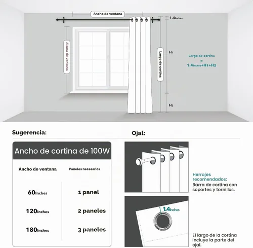 Vista 8 de Deconovo Cortinas opacas de lino extra anchas para ventana, 100% bloqueo de luz total, cortinas gruesas para puertas correderas, cortinas térmicas