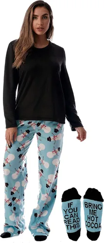 Vista 9 de Just Love Pajama Pants Set Womens with Socks negro - días festivos mixtos