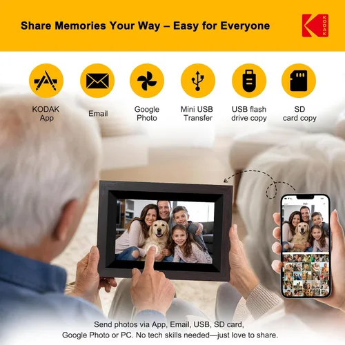 Vista 6 de KODAK Marco de fotos digital WiFi de 10.1 pulgadas con almacenamiento de 32 GB, marco de fotos digital inteligente electrónico, pantalla táctil IPS