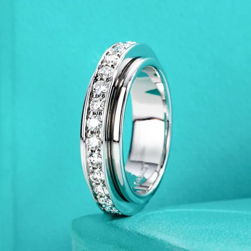Vista 4 de AnuClub Anillos giratorios de moissanita chapados en 14 quilates, 0.079 in, color D, VVS1, bandas para ansiedad de moissanita para mujeres y hombres