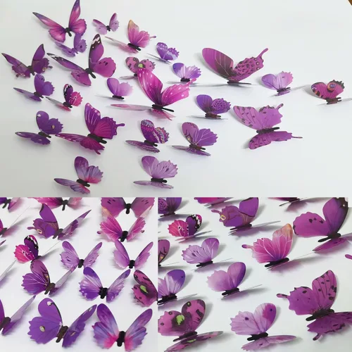 Vista 4 de Ewong 72 calcomanías de pared de mariposas 3D para decoración de pared, decoración removible para el hogar, dormitorio de niños, niñas, baño