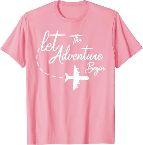 Vista 99 de Let The Adventure Begin - Camiseta inspiradora en modo de viaje en avión, Negro, S