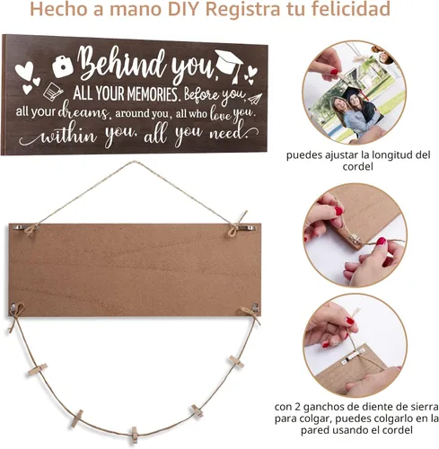 Vista 3 de GEMTEND Regalo de graduación 2026 para ella, él, detrás de ti, todos tus recuerdos, marco inspirador de felicitaciones para graduación