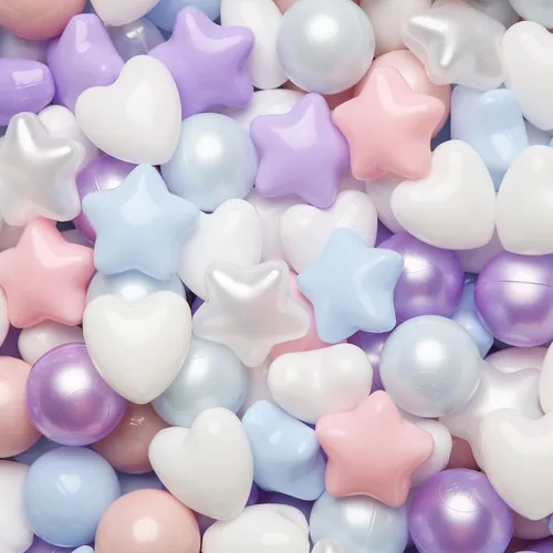 Vista 20 de Bolas de hoyo de TRENDPLAY en forma de estrella y corazón para niños pequeños - 50, 100, 200, 500 piezas de bolas de plástico para diversión y juego