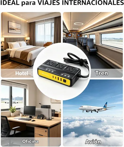 Vista 8 de Convertidor de corriente de 220 V a 110 V de la UE a EE. UU., Convertidor de voltaje de 2000 W para viajes por Europa, convertidor de corriente