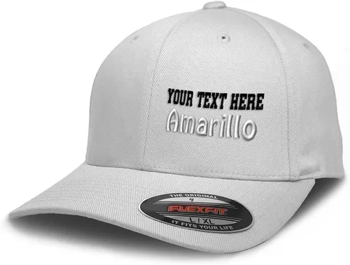 Vista 8 de Custom Flexfit Cap for Men & Women Embroidered Amarillo Texas Tx Tex. Texan The Lone Star Solo diseño negro.