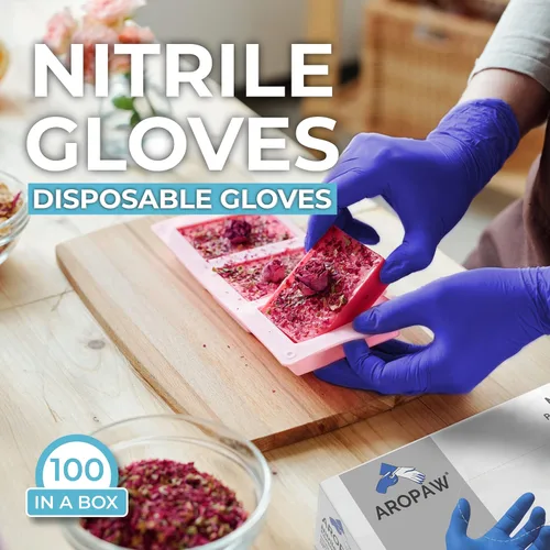 Vista 3 de Guantes azules de nitrilo, guantes desechables, cómodos, sin polvo, sin látex