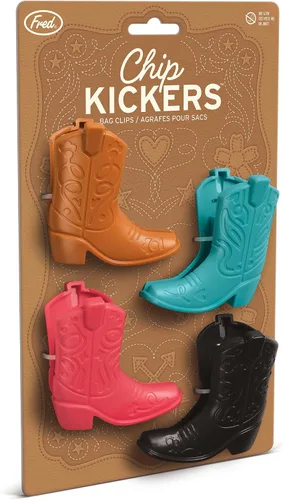 Vista 6 de Genuine Fred CHIP KICKERS - Juego de 4 clips para bolsas de botas vaqueras, con temática occidental, clips duraderos para almacenamiento