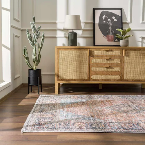 Vista 8 de Hauteloom Wentworth - Alfombra lavable a máquina para sala de estar, dormitorio, borde de medallón, diseño floral desteñido, oriental tradicional