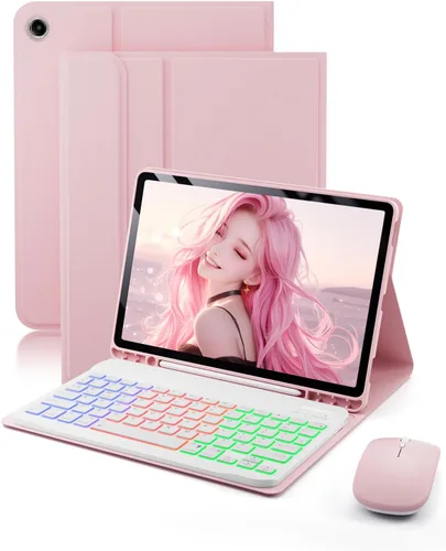 Vista 10 de Funda para tablet A8 con teclado Samsung Galaxy Tab A8 de 10.5 pulgadas 2021/2022 SM-X200, SM-X205 Dazzle Magic Keyboard retroiluminado Soporte