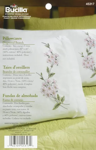 Vista 3 de Bucilla Par de fundas para almohada bordadas, 20 x 30 pulgadas, 45076 Mariposas en vuelo