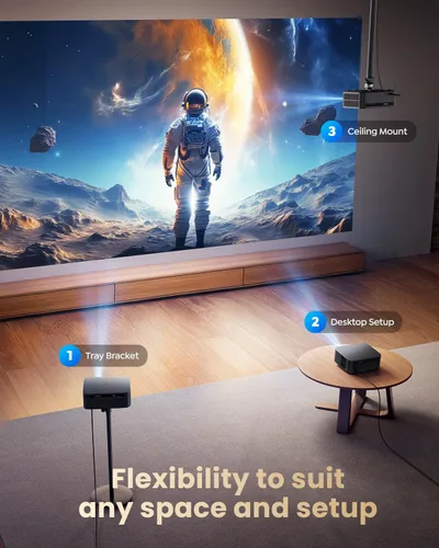 Vista 8 de 【1200 ANSI/Google TV/Compatible con 4K】Proyector inteligente con WiFi y Bluetooth, proyectores de películas para exteriores y hogar con control
