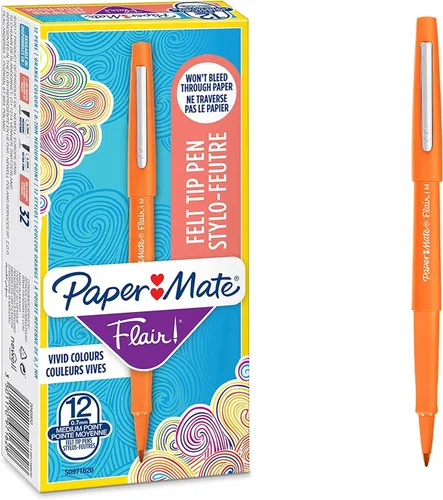 Vista 6 de Paper Mate Flair Original - Bolígrafo de punta de fieltro, tamaño mediano, varios colores estándar, paquete de 3