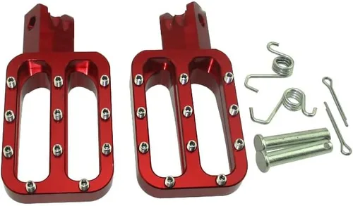 Vista 3 de Estriberas de aluminio CNC rojo para bicicleta de cross de fabricación china, 50 cc, 70 cc, 90 cc, 110 cc, 125 cc, 140 cc, 150 cc, 160 cc