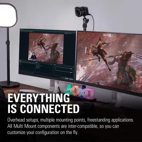 Vista 10 de Elgato Master Mount L - Abrazadera de escritorio premium con poste extensible hasta 125cm/49in y rosca de 1/4 de pulgada para montar luces, cámaras