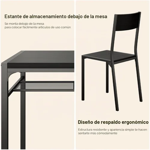 Vista 5 de Gizoon Juego de mesa de comedor para 2, mesa de cocina de 3 piezas con 2 sillas para espacios pequeños, apartamento, cocina, comedor, ahorro