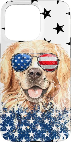 Vista 31 de Golden Retriever American Flag Cream Retriever 4th of July Case for iPhone 17
