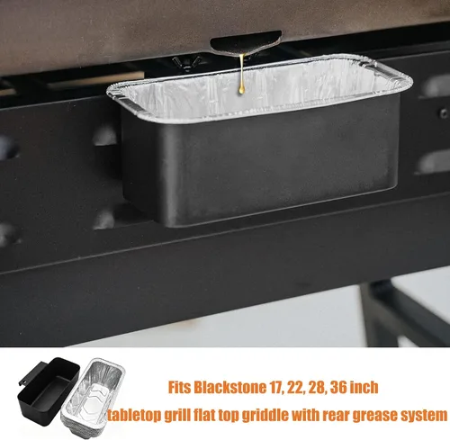 Vista 5 de Trampa de grasa para plancha Blackstone de 36 pulgadas, repuesto de recogedor de grasa de drenaje lateral con bandeja de aceite y taza de grasa
