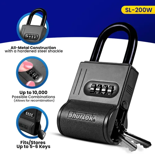 Vista 3 de ShurLok SL-100W candado a combinación de cuatro dígitos azul, SL-200W
